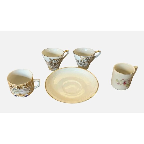 Vintage Saucer & Miniature Cups - 4 Cups and 1 Saucer - - Picture 1 of 12